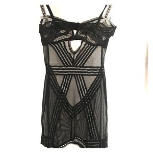 Victoria Secret black mesh teddy bodysuit 34B